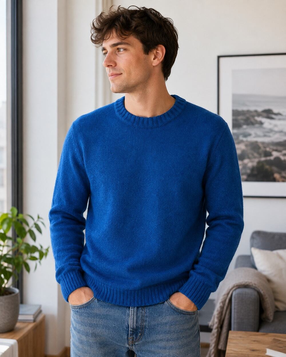 American Eagle Seriously Soft Boys L 16/18 Blue Crewneck Pullover Sweater